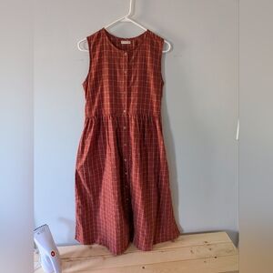 Linen Maxi Dress Checkered Plaid Gingham